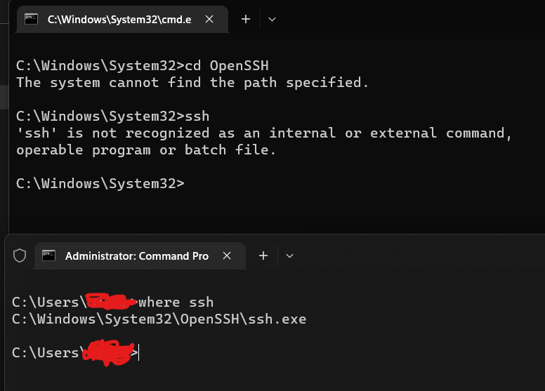 I Cannot access "ssh.exe" from a normal shell but If I elevate it then I can access "ssh.exe"