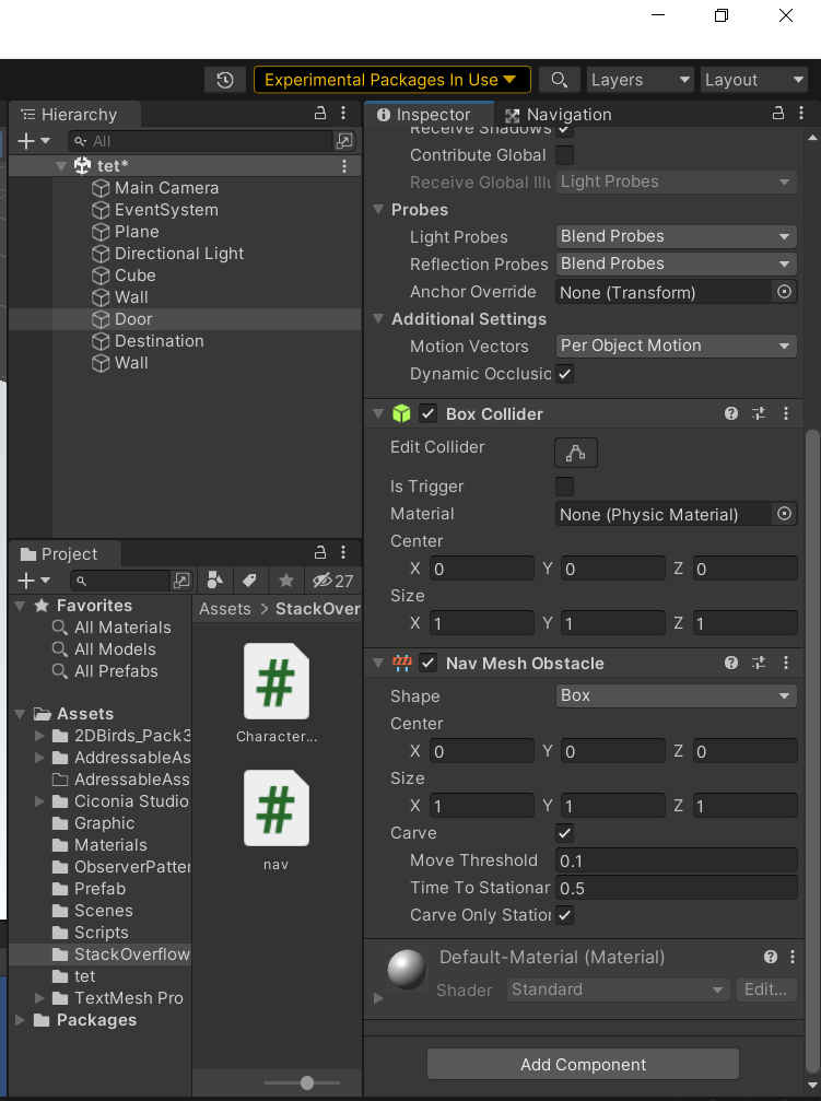 Nav Mesh obstacle component