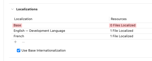 Localizations on Xcode