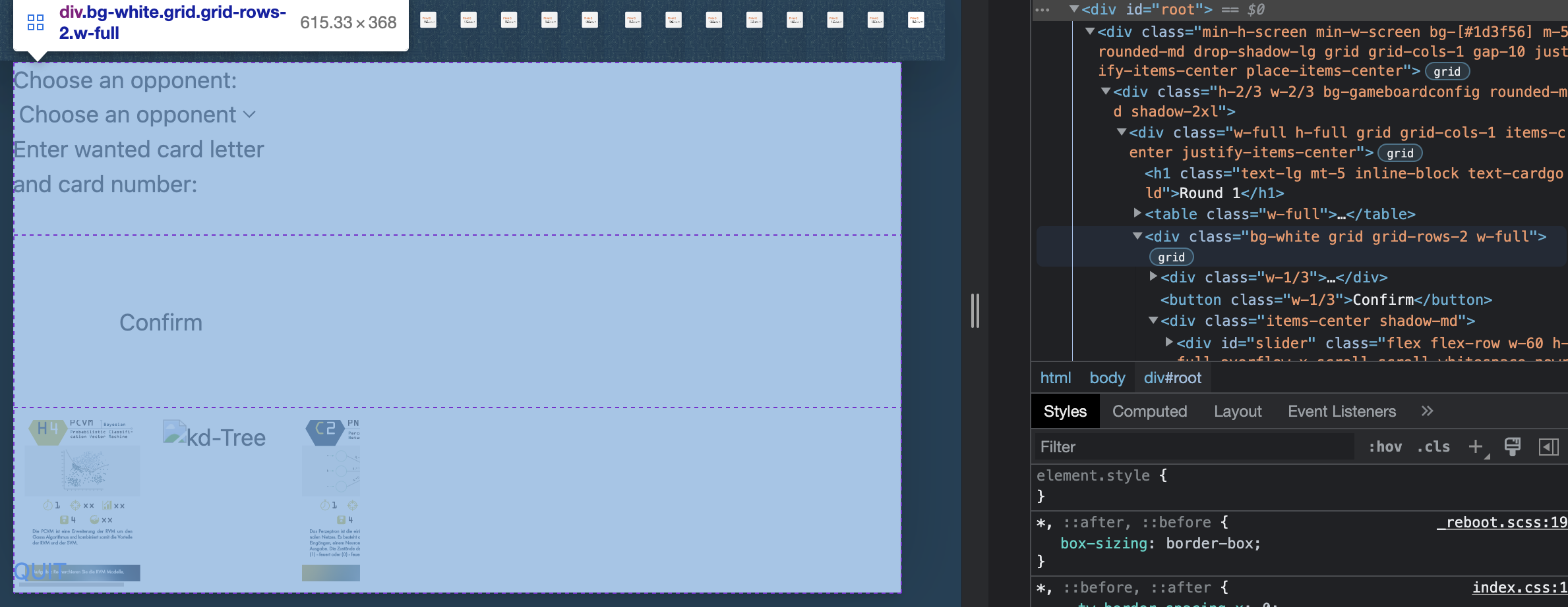 Result and code on the right