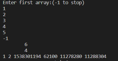 Output showing the array with garbage value