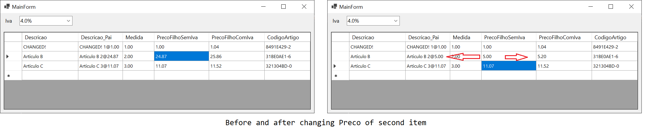 Change Preco