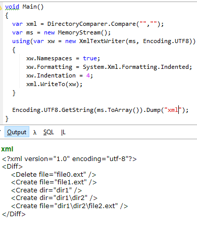 xml output from LinqPad