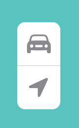 Two buttons stacked vertically, drawn to look like the buttons in Apple Maps in light mode. The top bottom shows the car icon. The bottom icon shows the location icon.