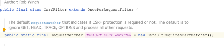 csrf Filter request Matcher class