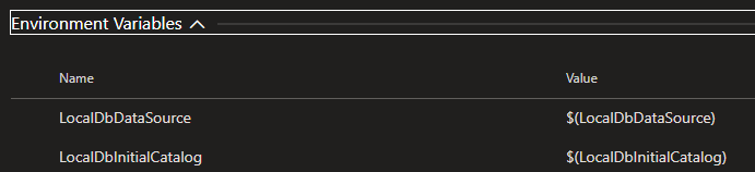 Environment variables stored with syntax