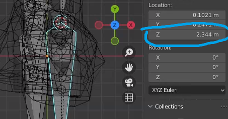 Blender model space position