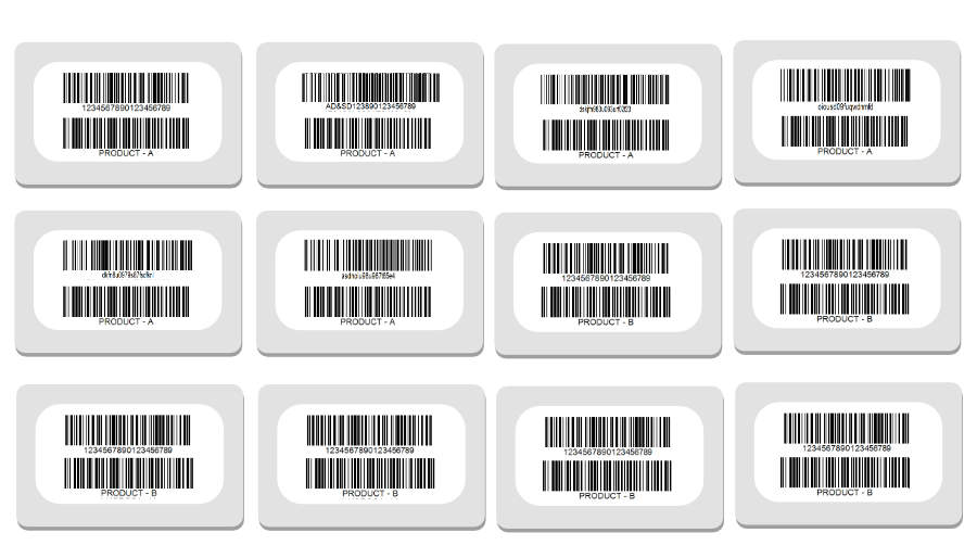 Generated Top Down view of multiple boxes together All with unique serial numbers.