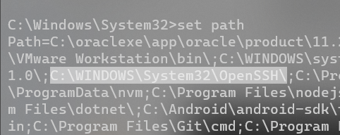 I have "OpenSSH" inside System32 added in my path variable