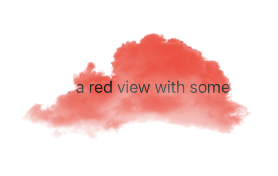 Text on red background masked by cloud texture