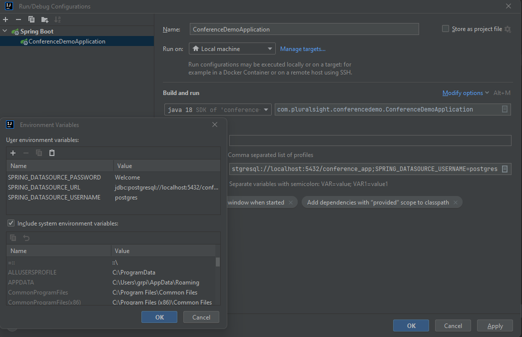 Environment variables