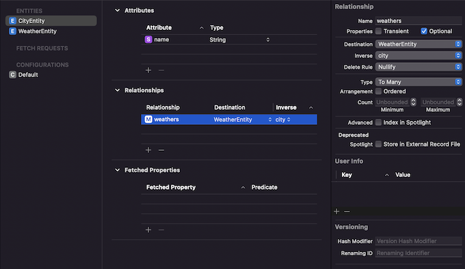 CityEntity setup