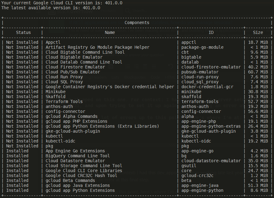 gcloud components