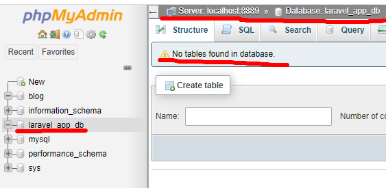 Database in phpMyAdmin