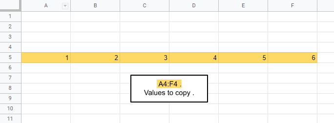 Copy of Range B4:F4