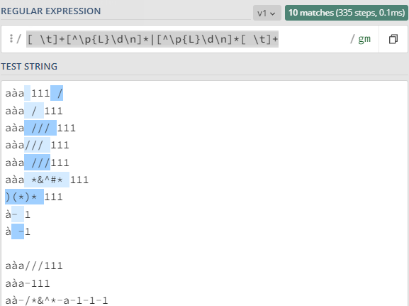 Regex101.com demo