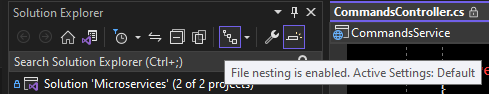 Button to enable file nesting