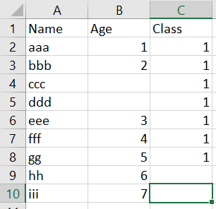 Example CSV file