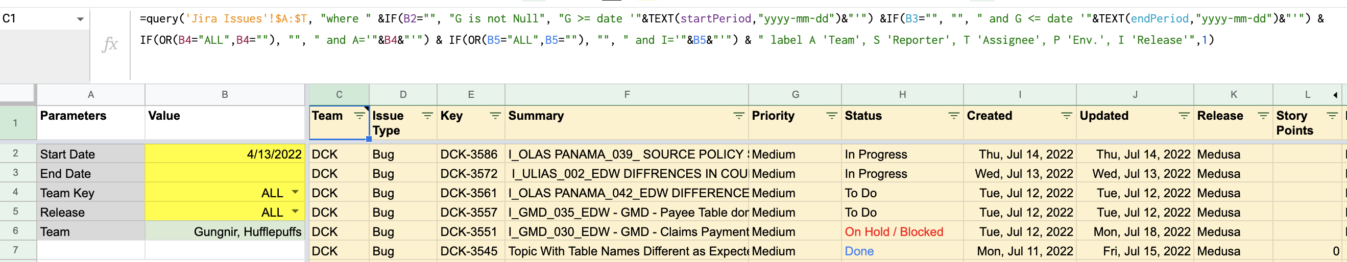 sample using Query