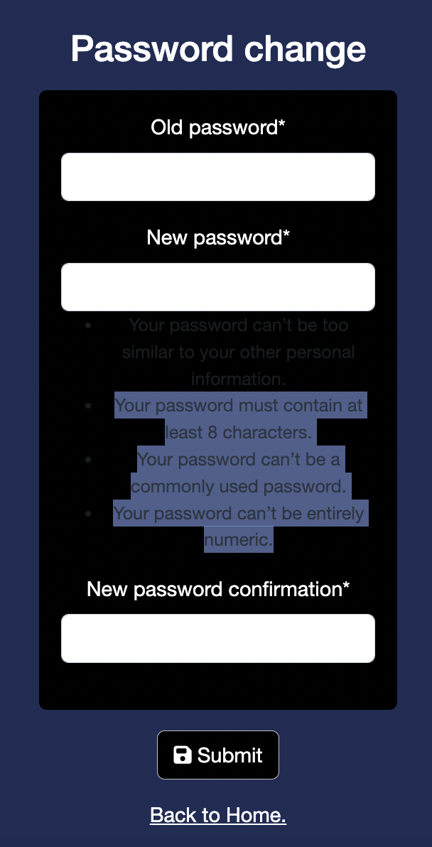 password change