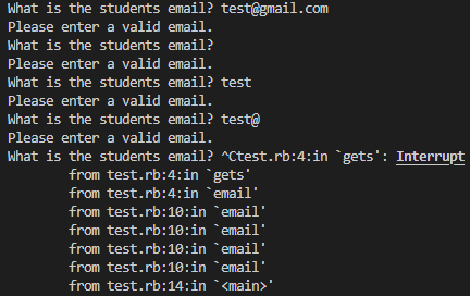 Terminal output