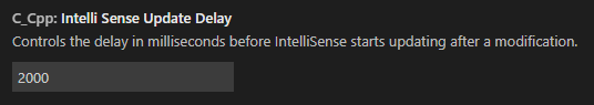 Screenshot of intelli sense update delay setting