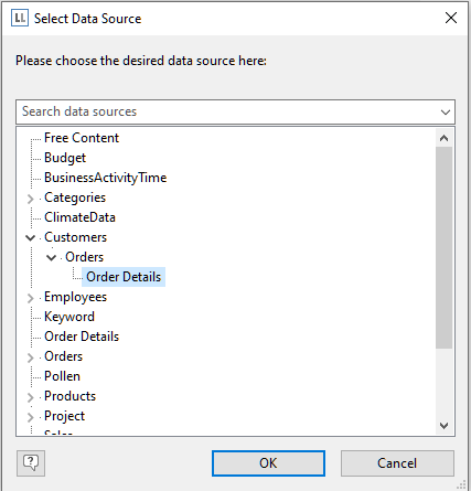 Data Source Selection for Table