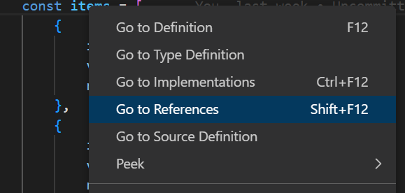 VS Code Option Go to References