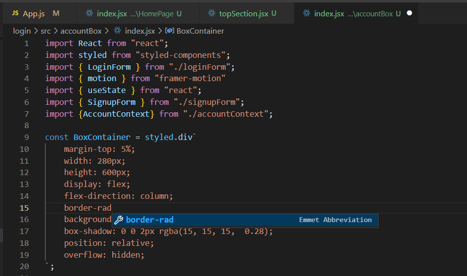 snapshot of jsx file