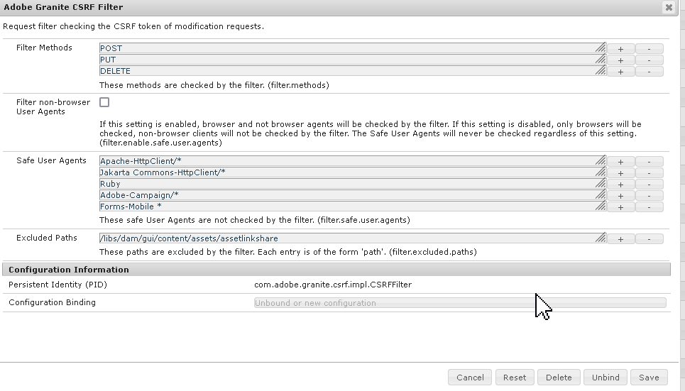 CORS filter exclusion