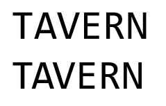 two text samples with the word tavern