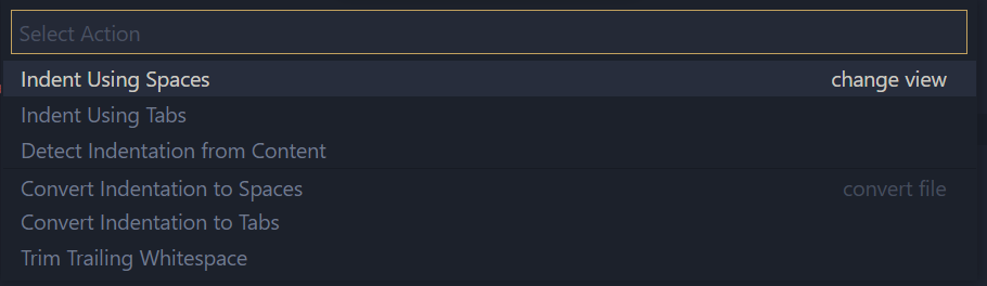 Select indentation type