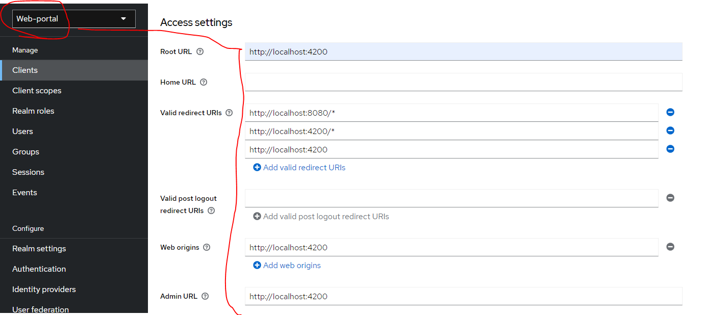 Here is the Keycload configuration: