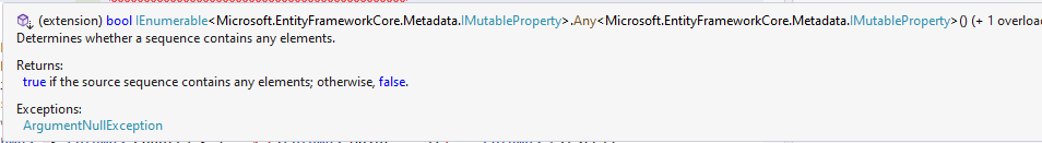 The intellisense of Any()