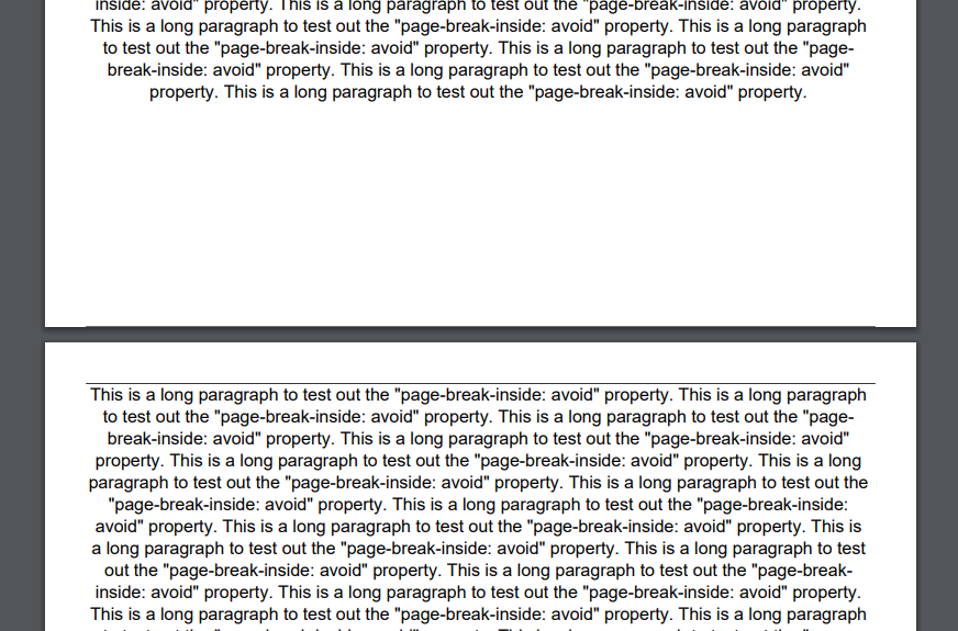 PDF with page-break-inside: avoid on the paragraphs