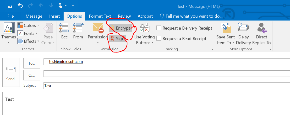 Example of creating email in the Outlook: