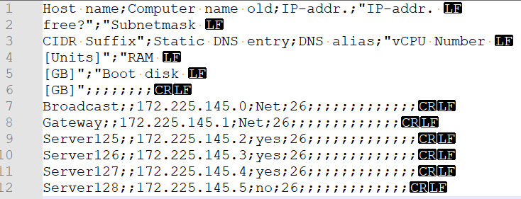 Screenshot from Notepad   of the CSV file