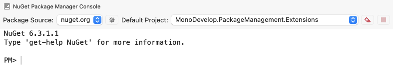 NuGet Package Manager Console window