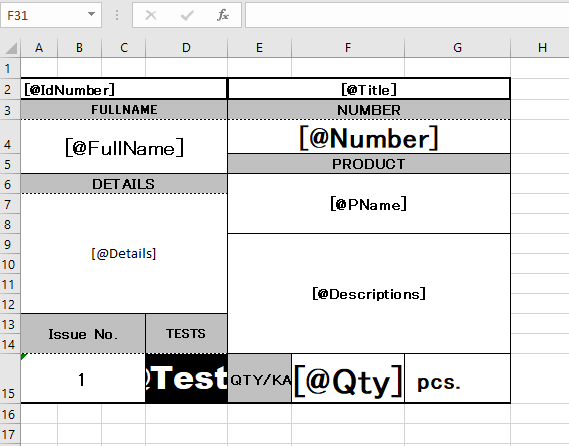 excel template