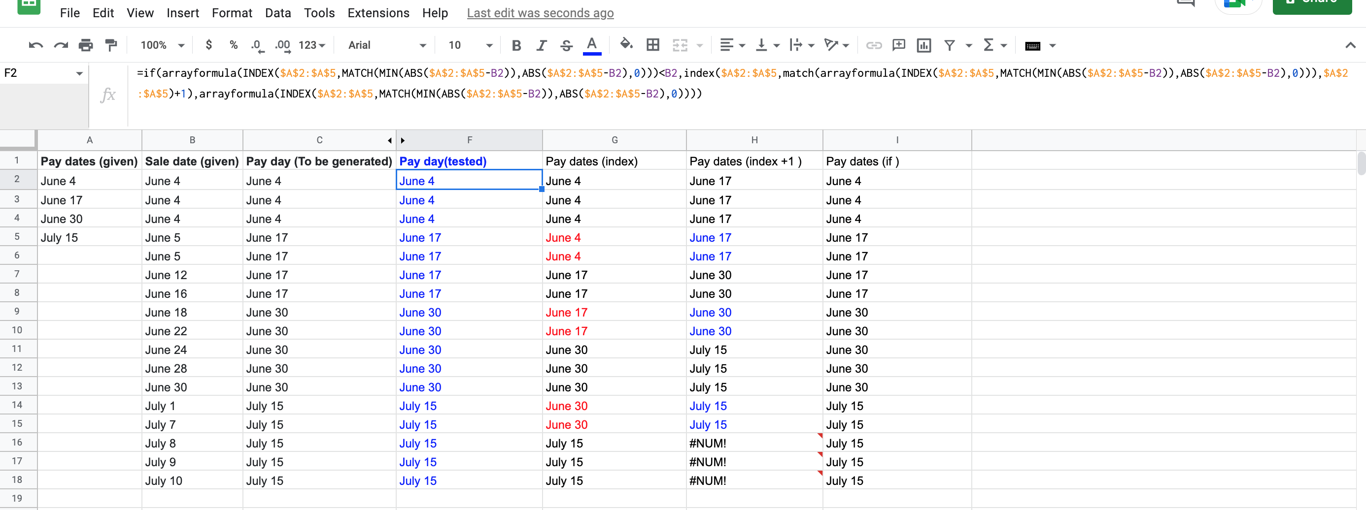 Google sheets sample