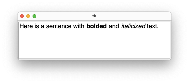 screenshot of text widget with bold and italicized text