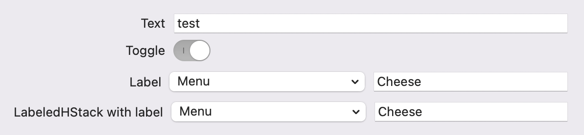 A form with LabeledHStack