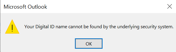 Error opening encrypted email in the Outlook if you are not a recipient: