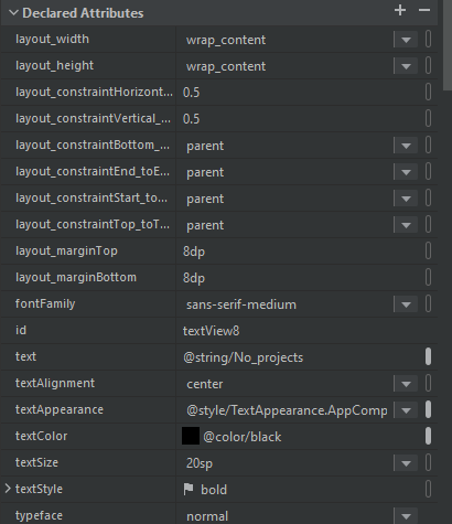 android studio declared attributes