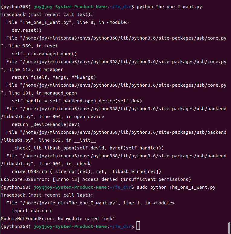 ModuleNotFoundError: No module named 'usb'