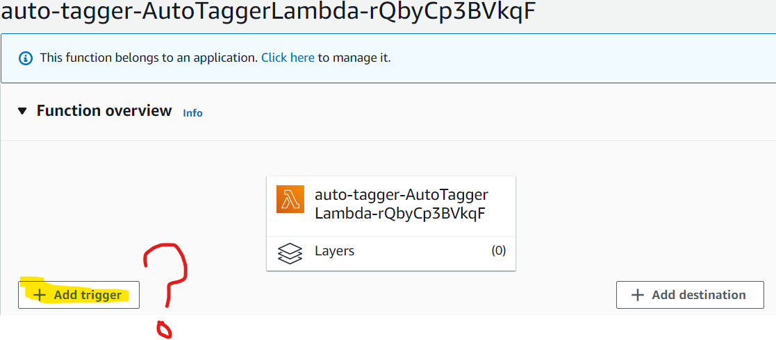 No trigger shown for lambda