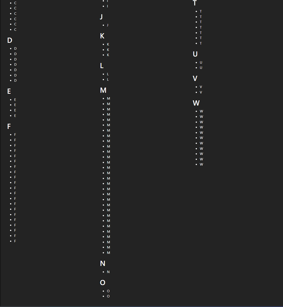 Results from sort function