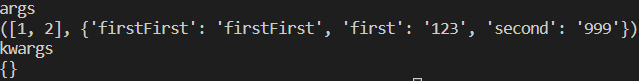 And thats the result of it, all that we passed we have in args, but kwargs is empty, first of all why we don't have kwargs as dictionary like that we have passed ?