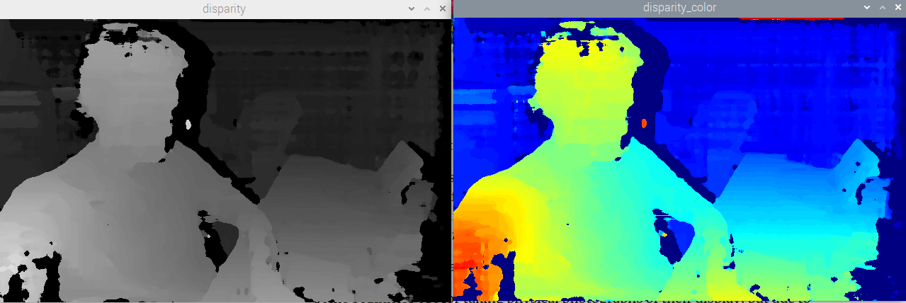 cv2.show() output of disparity and corresponding color map