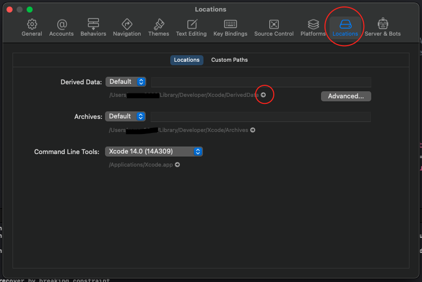 XCode Preference > Location > DerivedData path
